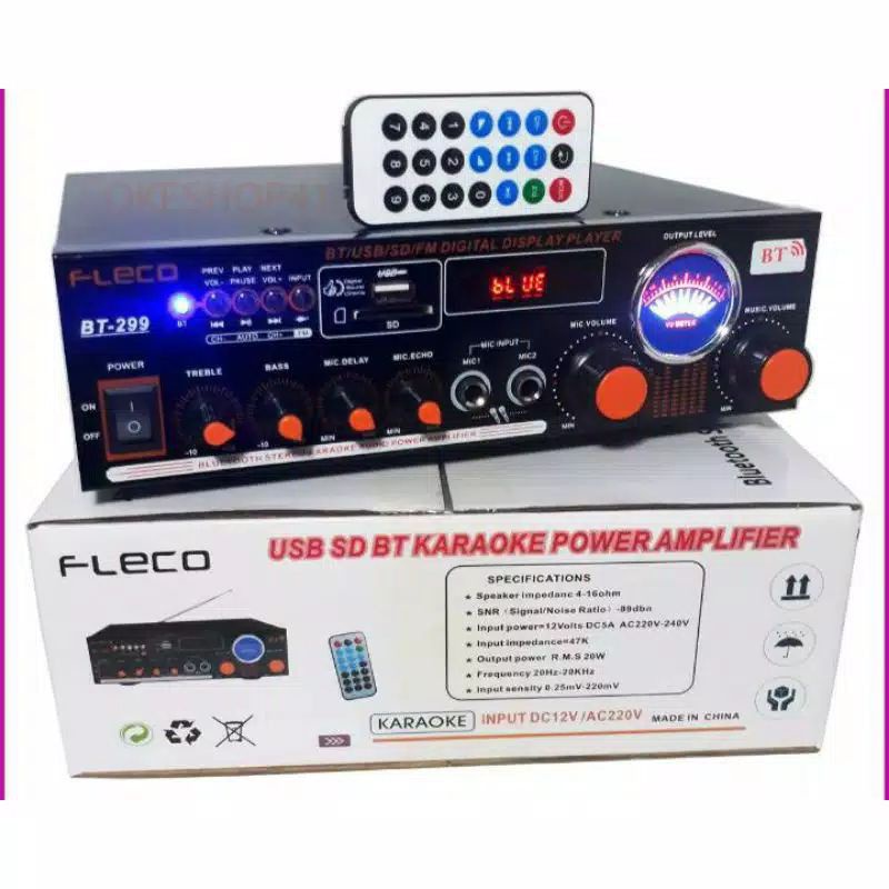 Amplifier FLECO 299 Bluetooth Stereo Karaoke + Mp3 player + FM Radio