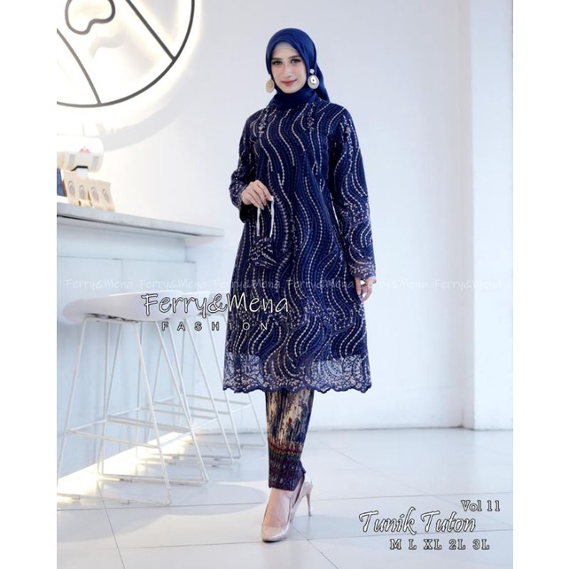 PRODUK ORIGINAL SETELAN KEBAYA TUNIK BRUKAT TULLE/DRESS KONDANGAN/TUNIK JUMBO