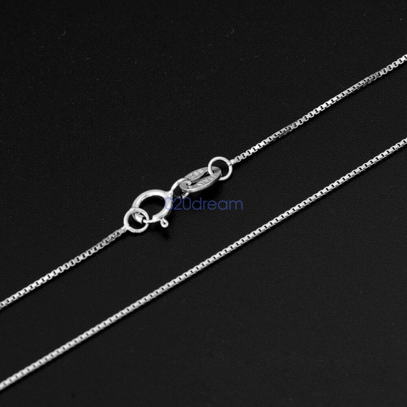 [Tersedia] 100% Sterling Silver 925 Kalung 0.8 Mm Kotak Rantai Panjang Yang Berbeda Tipis Rantai Perhiasan Hadiah 16-24 &quot;Grosir