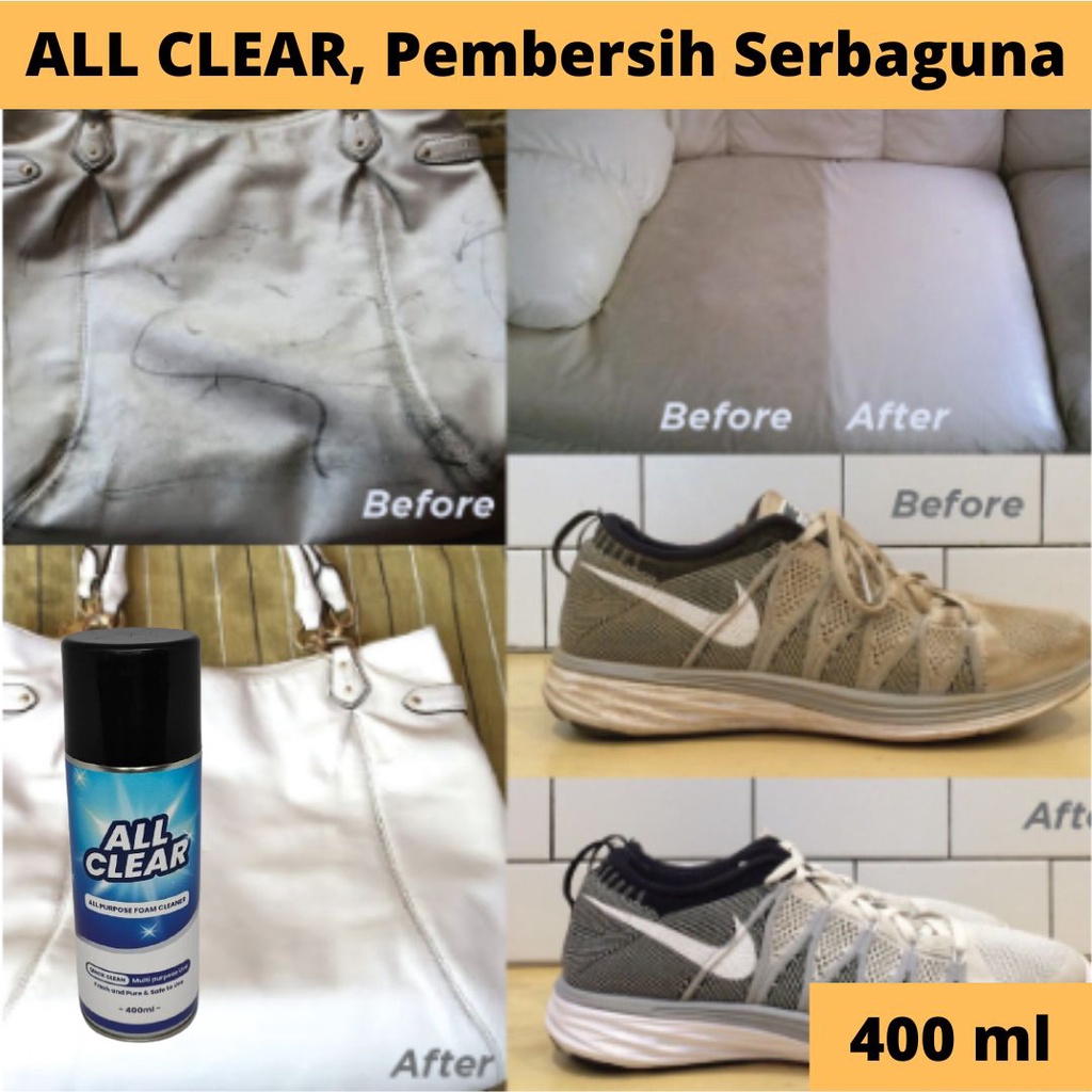 ALL CLEAR, Foam Pembersih Serbaguna, Foam Pembersih Sepatu, Pembersih Sofa, Pembersih Interior Mobil