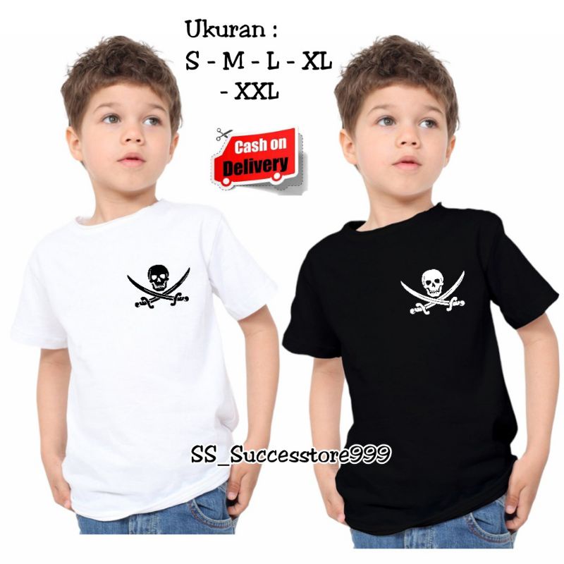 Kaos Distro Anak Anak Tengkorak  Usia 2-16 Tahun Baju Anak Cowok Katun Keren