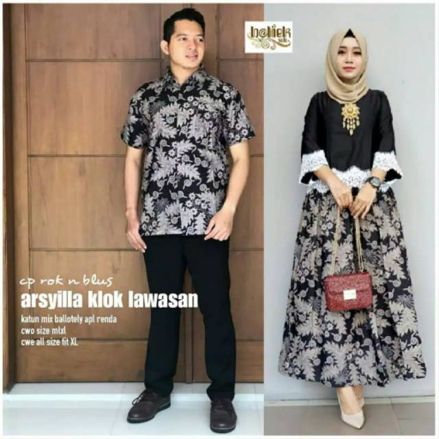 GROSIR BATIK COUPLE ROK N BLUS KLOK LAWASAN