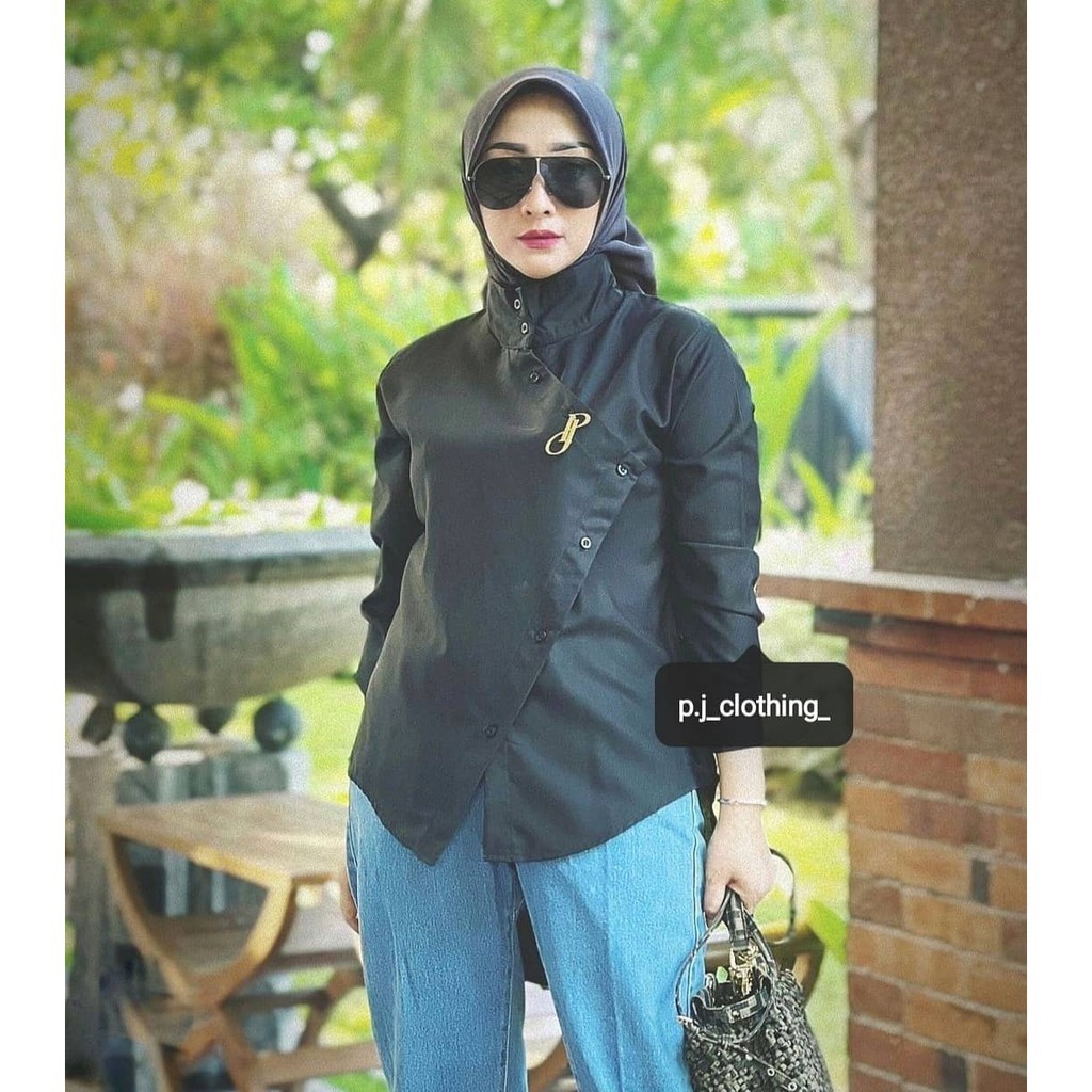 BAJU ATASAN KEMEJA ALISA TOP BY PIPIK JULIANA p.j_clothing.id
