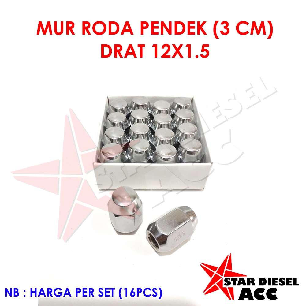 MUR RODA MOBIL DRAT 12X1.5 UKURAN 3CM BAUT RODA FORD RANGER MUR RACING FORD EVEREST JIMNY TAFT VITAR