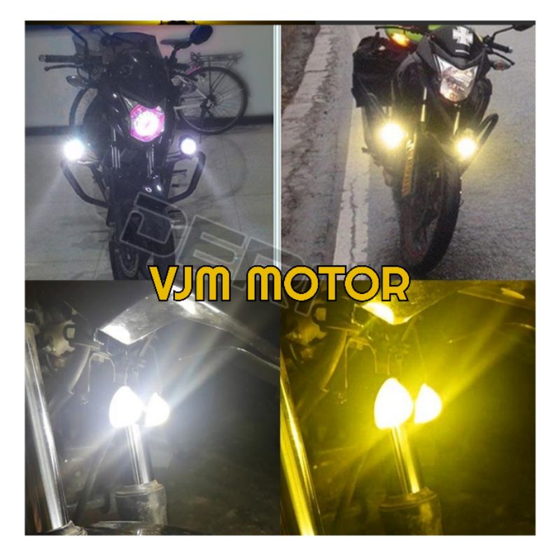 Lampu sorot motor lensa proyektor Lampu Sorot mini tinggi renda putih kuning Lampu depan LED universal motor mobil  truk 12V-24V