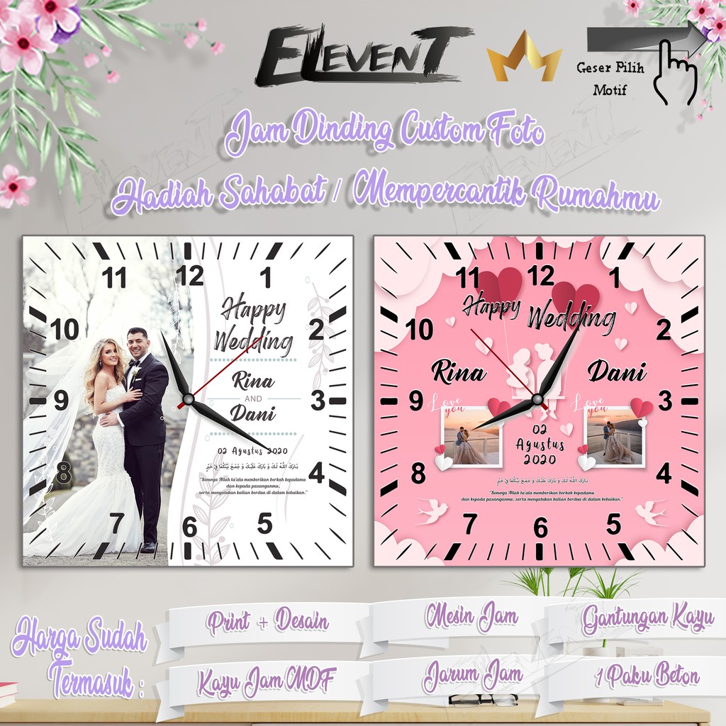 Promo Hadiah Unik Custom Foto Jam 30cm Kado Pernikahan Wedding Birthday, Graduation, Anniversary Ulang Tahun Wisuda Pernikahan Ultah Pernikahan Ulang Tahun Ultah Panjangan Dinding walldecor rumah menarik Murah