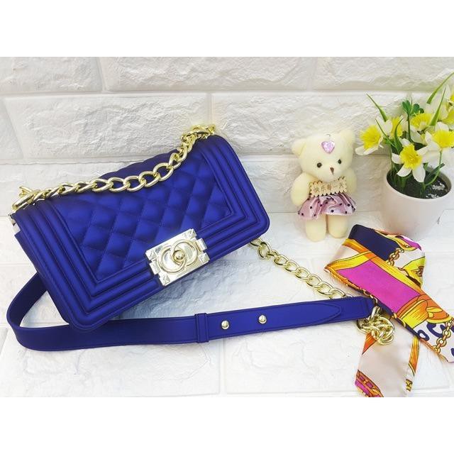 TAS CHANEL CAVIAR BOY BIRU JELLY MATTE IMPORT / BATAM (FREE SYAL)