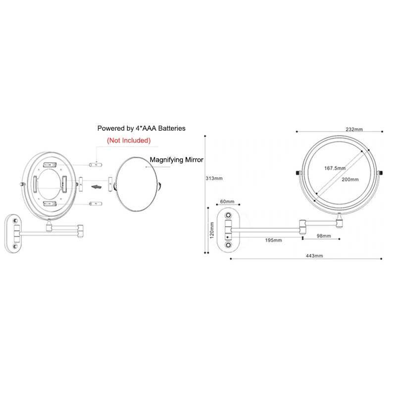 (BISA COD) RVOSTR ORZ Cermin Make Up Lampu LED Double Side 7X Magnification - WM01