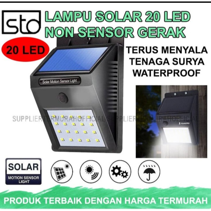 LAMPU DINDING OUTDOOR TENAGA MATAHARI 20 LED TERANG