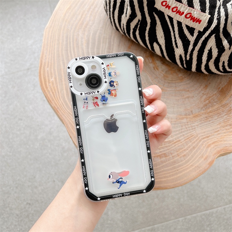 Soft Case Pelindung Lensa Transparan Motif Kartun Hewan Untuk iPhone 12 13 Pro MAX 11 X XR XS MAX 7 8 Plus