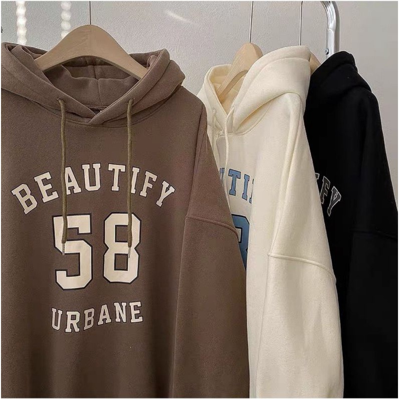 Sweater Hoodie Wanita Size M.L.XL.XXL | BEAUTIFY 58 URBANE SWEATER HOODIE | Sweater Bahan Fleece Tebal