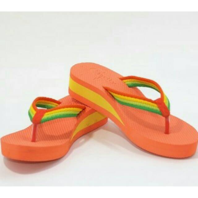 Sandal sendal sancu pretty wedges wanita cewe jepit oren orange