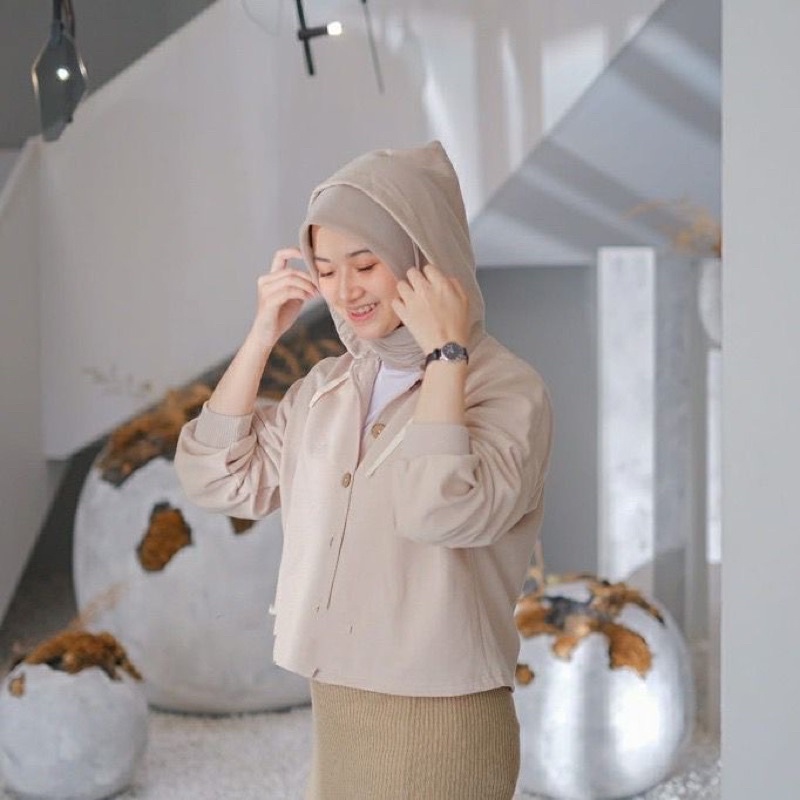 BEFAST - ZGW OOTD Jaket Perempuan DANIA / Hodie Trensy Kancing / Atasan Wanita Lengan Panjang / Jaket Crop Kekinian Remaja Wanita / Pakaian Casual / Jaket Polos / Fashion Wanita Modis / Jaket Outer Termurah