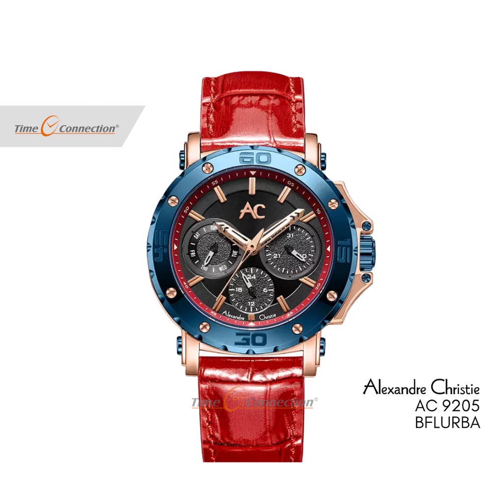 Alexandre Christie AC 9205 BF LURBA Merah Biru Original / Jam Tangan Wanita Kulit / AC Collection Re