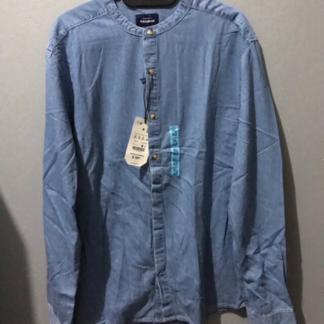 Kemeja Lengan Panjang Pria Denim Pull&Bear Original