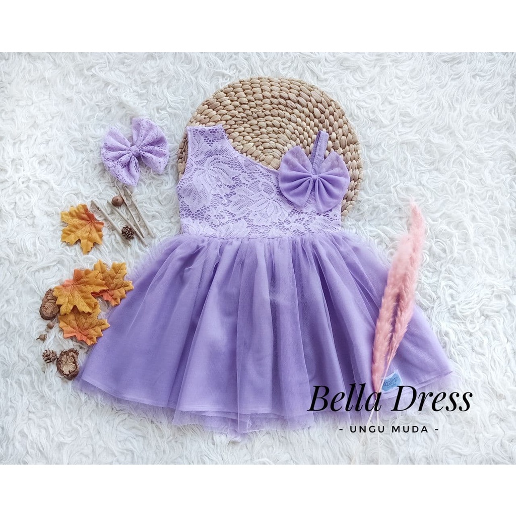 Bella Dress Warna Ungu Muda/Dress Lilac/Dress Anak dan Dewasa Kekinian/Dress Cantik Terbaru /Dress K