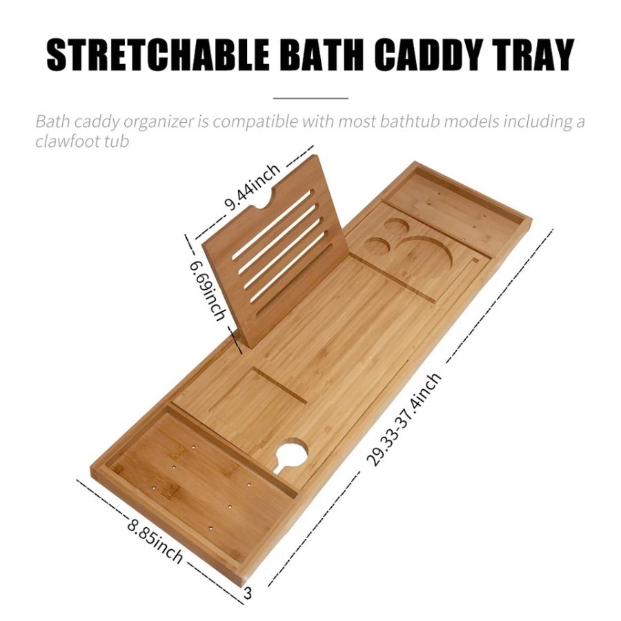 Bath - Adjustable Bathtub Caddy Tray  -Rak - Nampan - Tatakan Bathtub