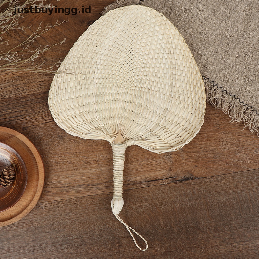 (Justbuyingg.Id) 1pc Kipas Tangan Manual Bahan Jerami Hand Woven Anti Nyamuk Untuk Musim Panas