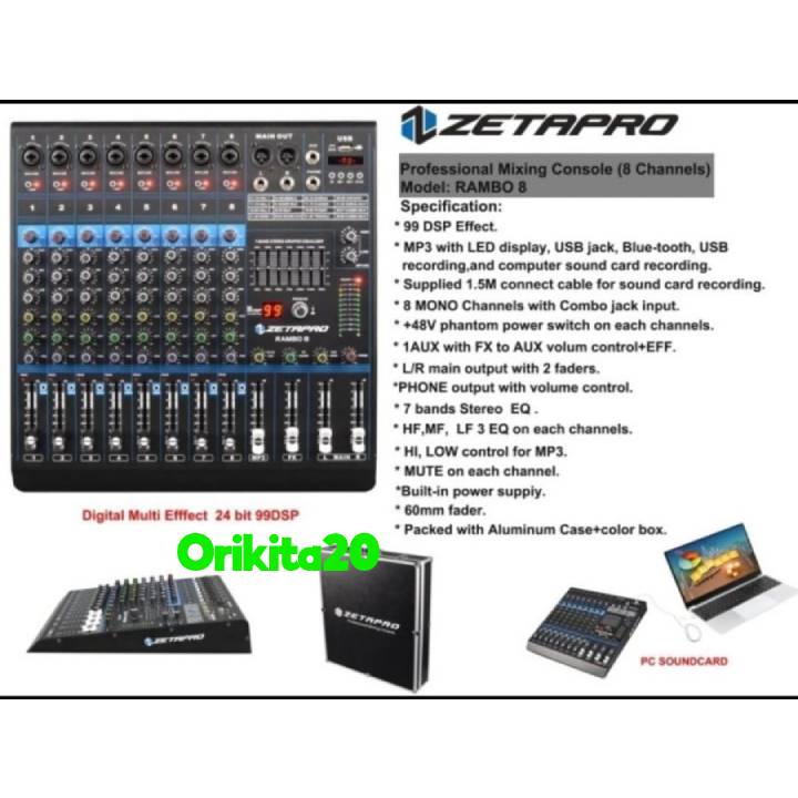 Mixer Audio Zetapro Rambo 8 Rambo-8 Rambo8 8 Channel Original