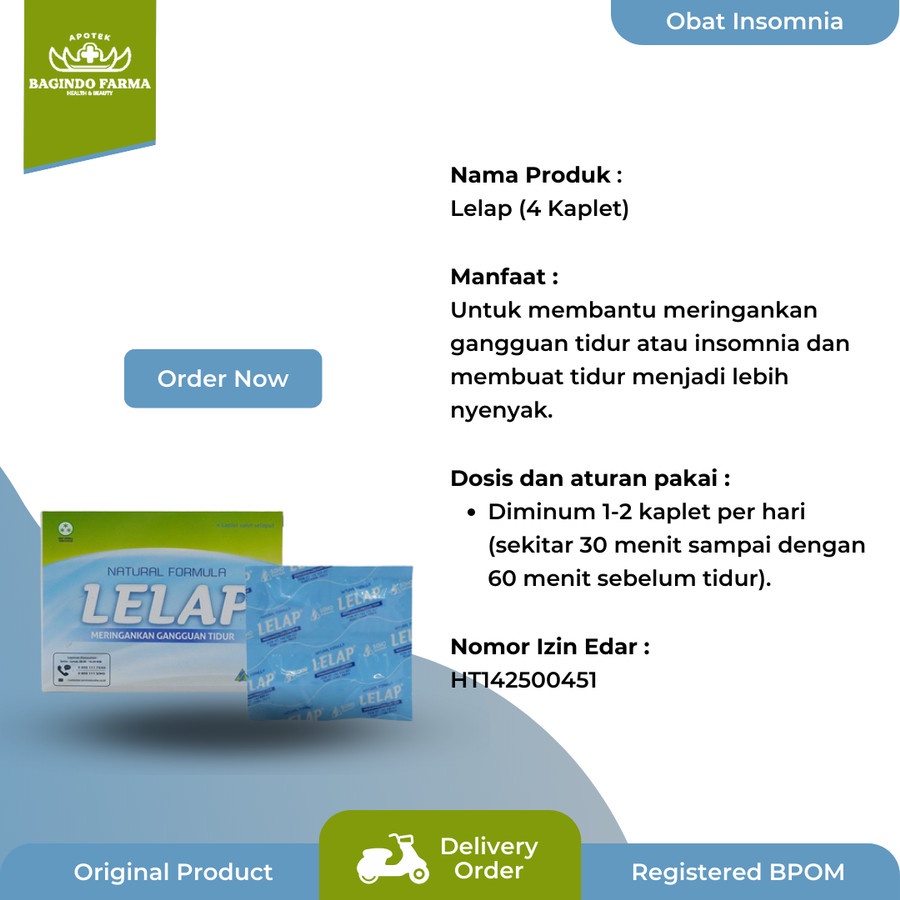 Obat Tidur Herbal Lelap (4 Kaplet)