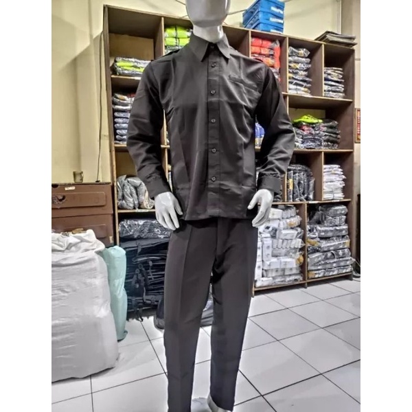 Safari PSH COKLAT lengan panjang | Seragam PSH satpam coklat lengan panjang | Safari coklat panjang 