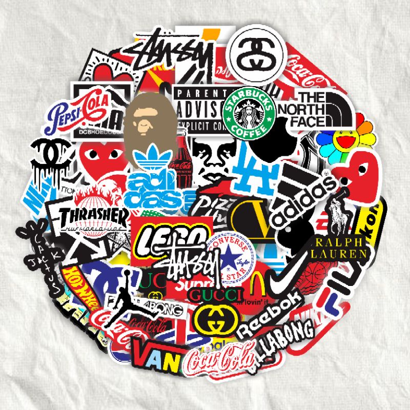 

[50 Pcs] Sticker Aestethic Top Brand / Stiker Brand / Sticker Aesthetic Tumblr / Laptop / kulkas Dll