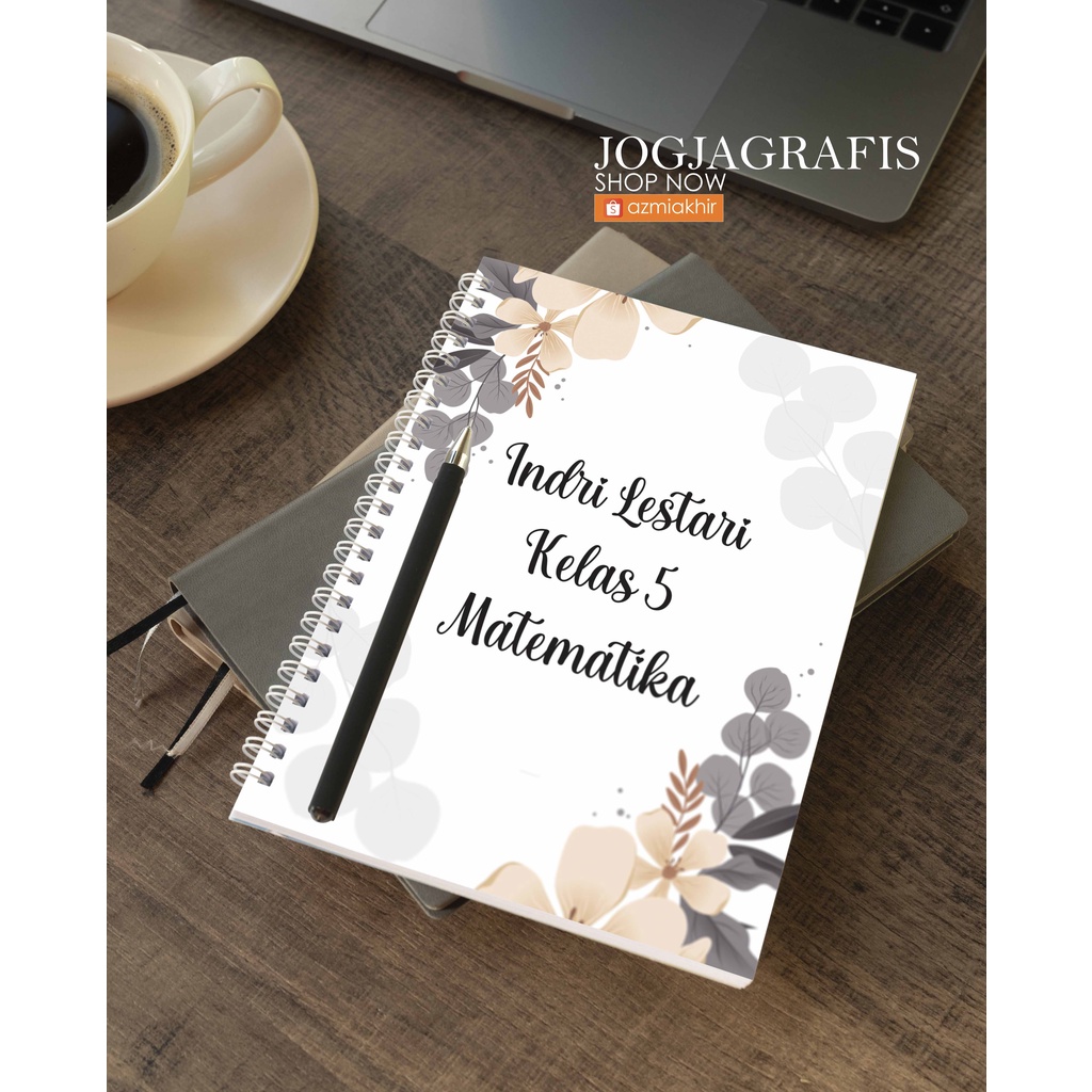 

Notebook Buku Tulis Sekolah Jurnal Seminar Spiral A5 Custom Desain ( RUSTIC flower )