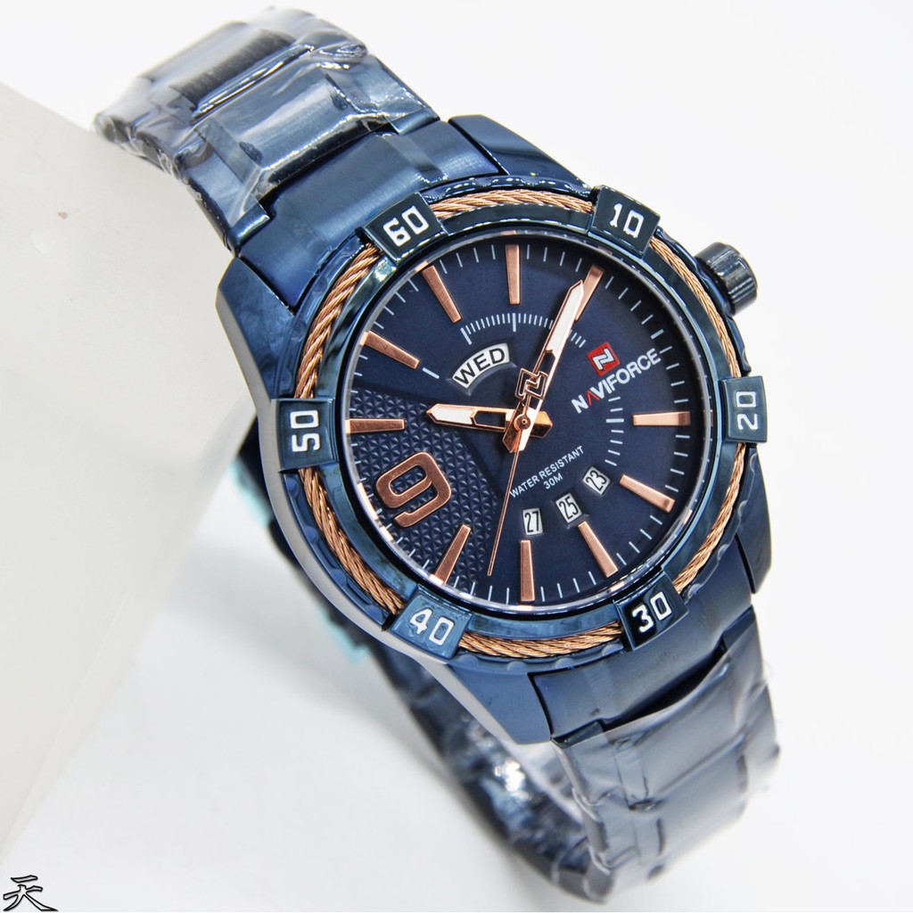JAM TANGAN PRIA / COWOK KEREN NAVIFORCE 9117 TANGGAL AKTIF STAINLESS