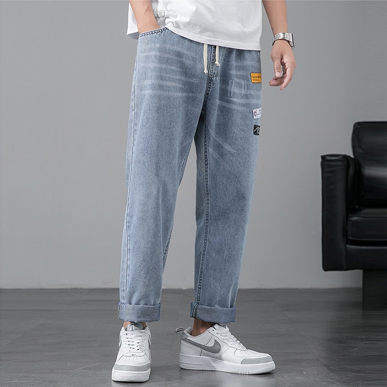 Celana Jeans Pria Celana Denim Celana Cowok Versi Korea Dari Kaki Yang Ramping Pants