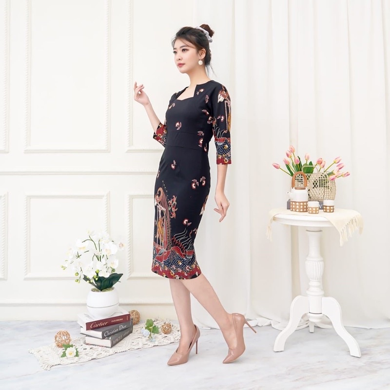 Hasan_Akei7 - Dress Batik Sepan Corak Wayang K939 Hitam Kondangan