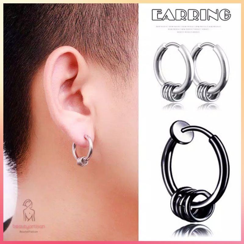 Anting Titanium Anting Pria Bandul Ring