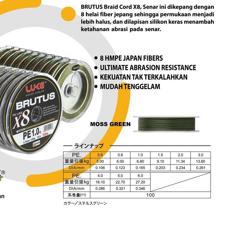✿ SENAR PE LUKE BRUTUS MOSS GREEN 100M ❄