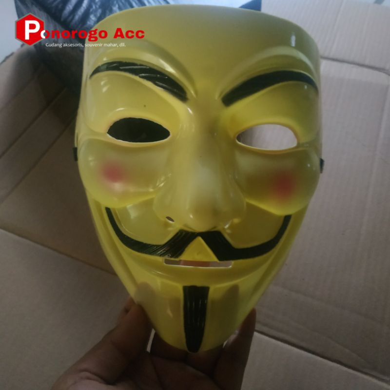 (Packing Box) Topeng anonymous kuning topeng hacker warna kuning eceran murah