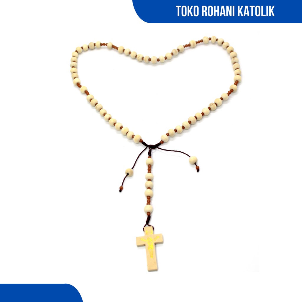 ROSARIO KALUNG (MANIK KAYU) / KALUNG ROSARIO KATOLIK / KALUNG SALIB / ROSARIO BULIR KAYU