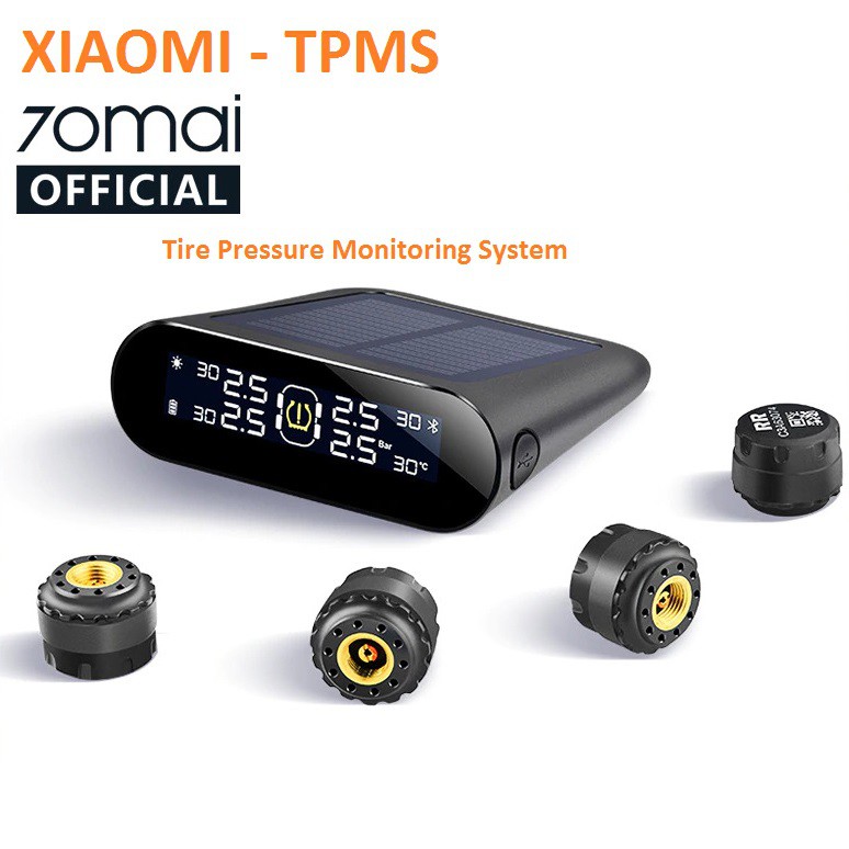 TPMS XIAOMI 70mai Midrive Monitoring Tekanan Ban Mobil Wireless Real Time Solar Power - Black