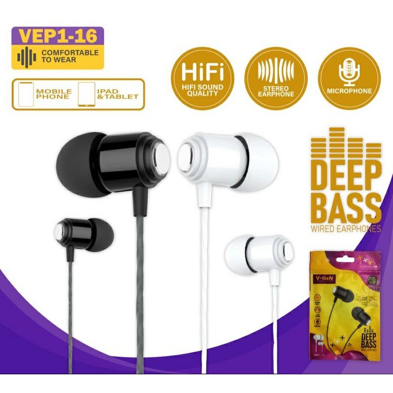 HEADSET Stereo Handset wired deep bass  Full Bass V-GEN VEP1-16