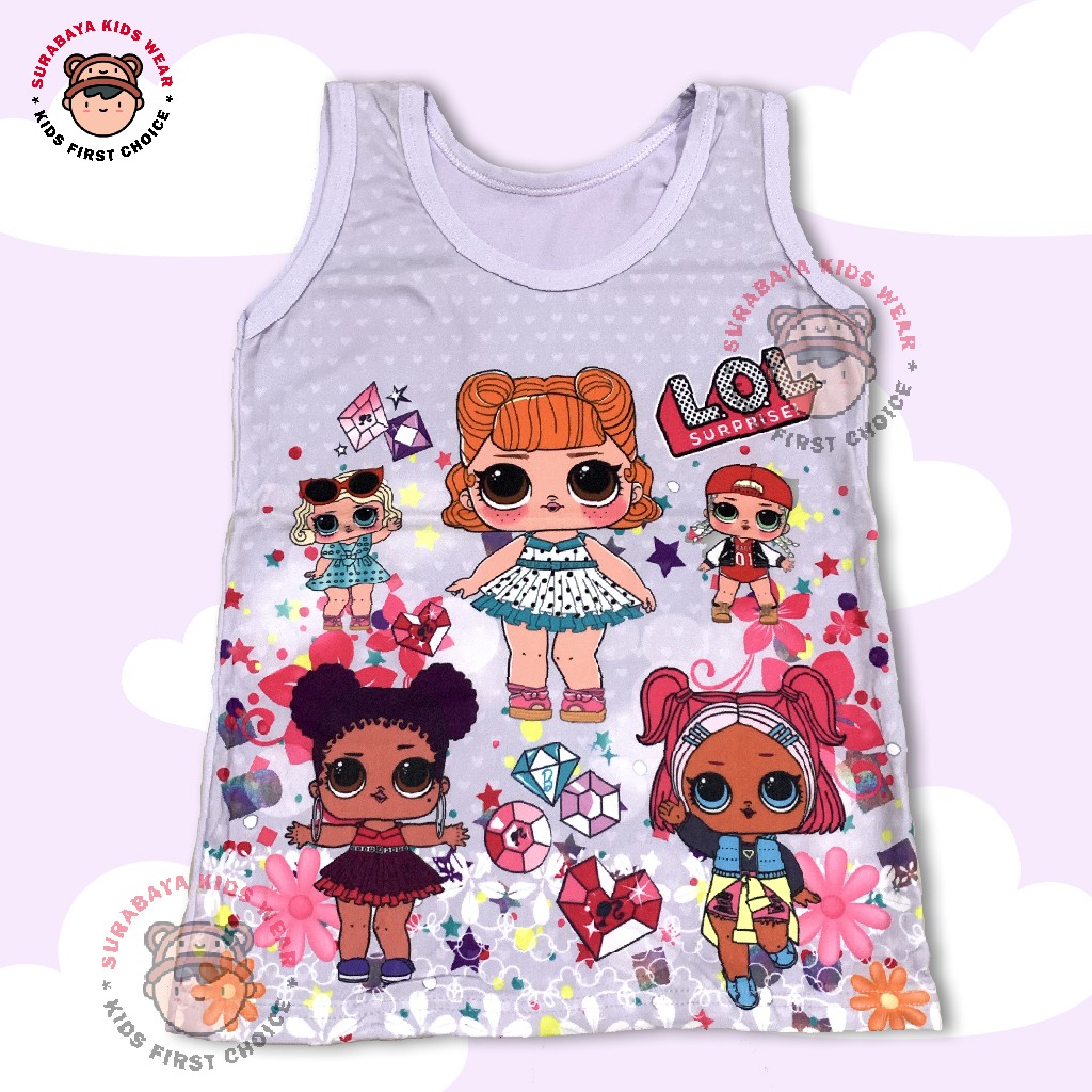 Atasan Singlet Anak Perempuan Motif Frozen Tali Besar Tiana