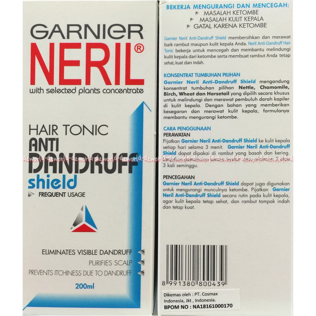 Garnier neril 200ml hair tonic anti dandruff anti ketombe biru Pengilang Gatal Rambut Ketombe