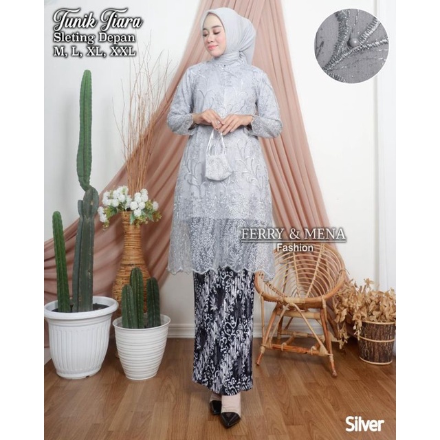 Setelan kebaya tunik busui//tunik tulle tiara//kebaya seragaman