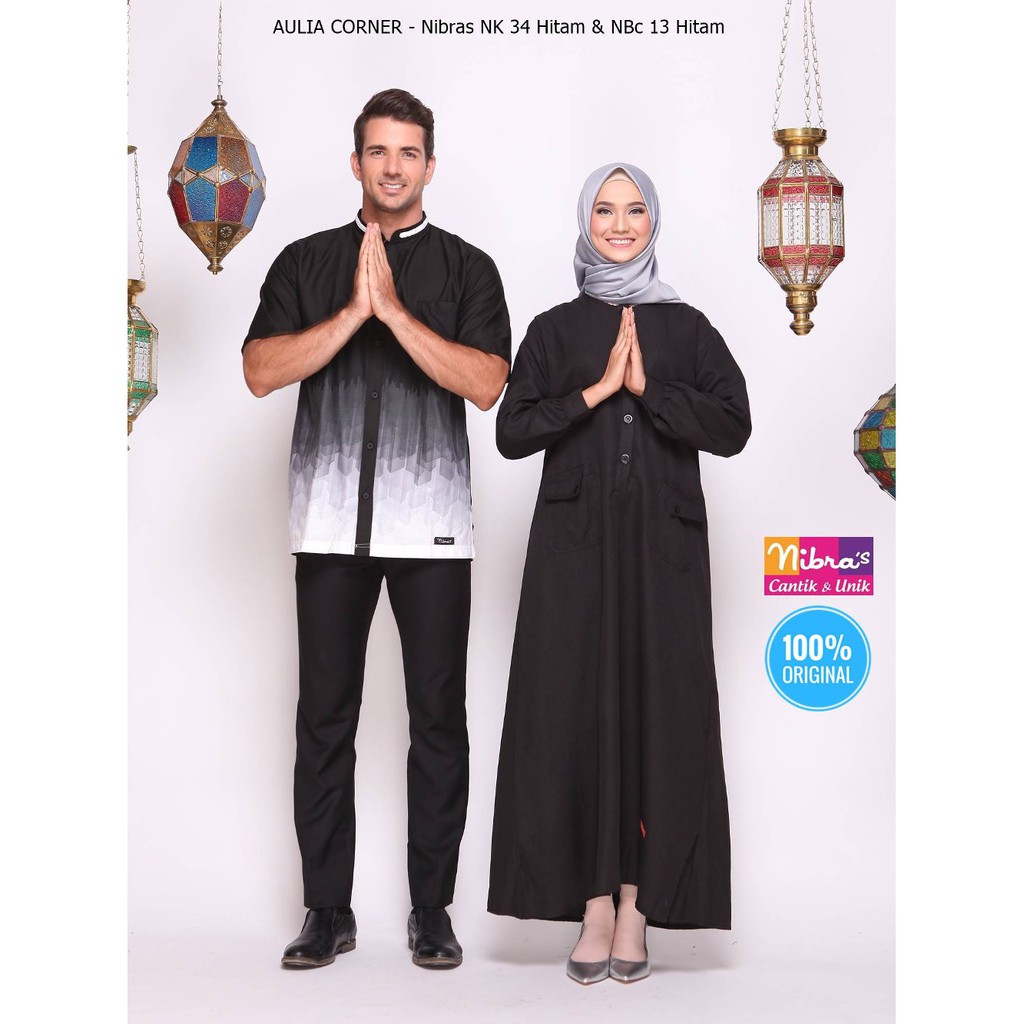 Couple Muslim Terbaru Nibras Nk 34 Hitam & Nbc 13 Hitam ORIGINAL Gamis Syari Couple Suami Istri