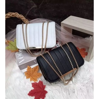 Tas Slempang Wanita Tali Rantai Ulir Bahan Kulit Pu