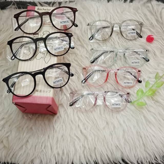 Frame kacamata bulat korea tangkai besi / kacamata korea frame pria dan wanita
