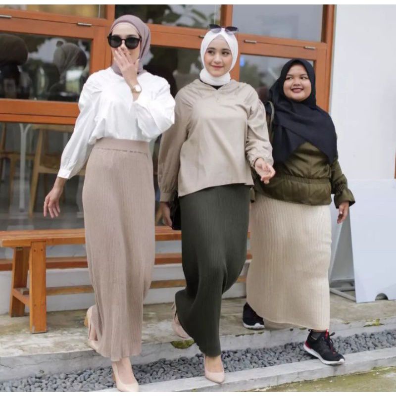 ROK SPAN HIJAB PREMIUM PANJANG 90CM BB 40KG - 70KG MERAL BAHAN RAJUT TEBAL ADEM NYAMAN DI PAKAI