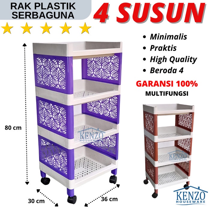 PROMO BISA COD RAK Rak Serbaguna 4 5 Susun Plastik Besar Rak Susun Plastik Roda Awet Kuat - 4 SUSUN,