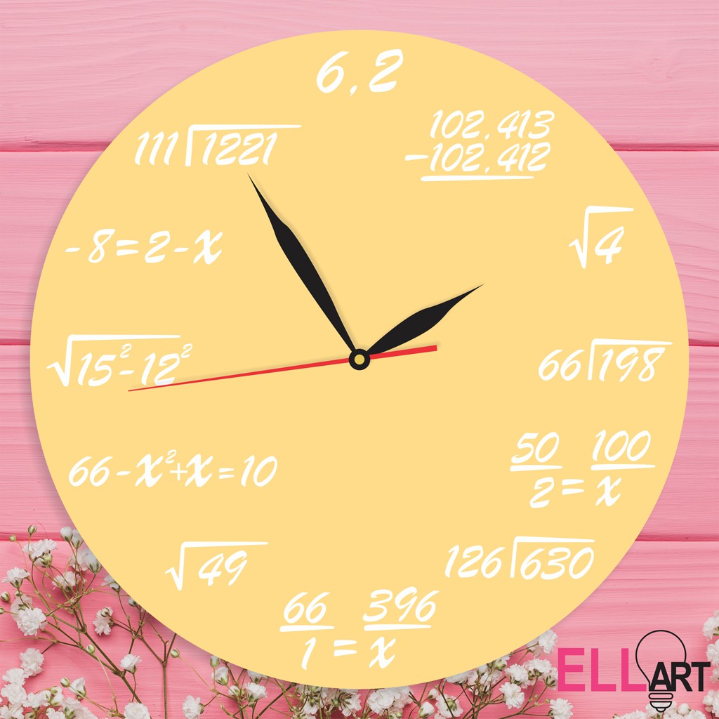 Jam Dinding Unik Rumus MTK Minimalis Pajangan Dekorasi Formula Math Vintage-YELLOW