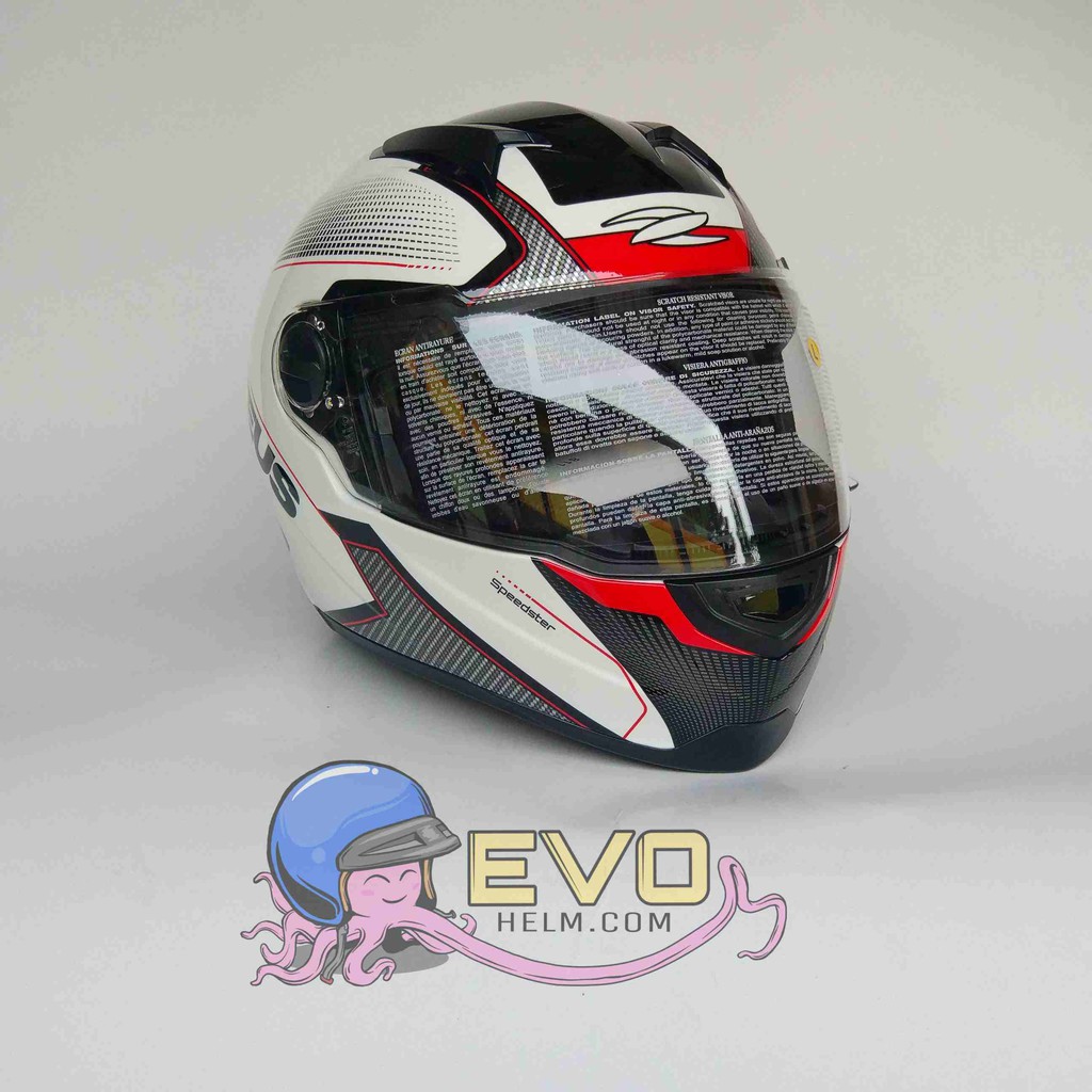 HELM ZEUS FULL FACE HELM ZEUS FULL FACE HELM ZEUS ZS - 811 WHITE AL6 BLACK RED - FREE SMOKE VISOR ZEUS ORIGINAL ( ONGKIR 2KG )