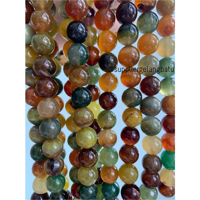 bahan manau madu 16mm kuning cokelat hijau natural renceng batu alam