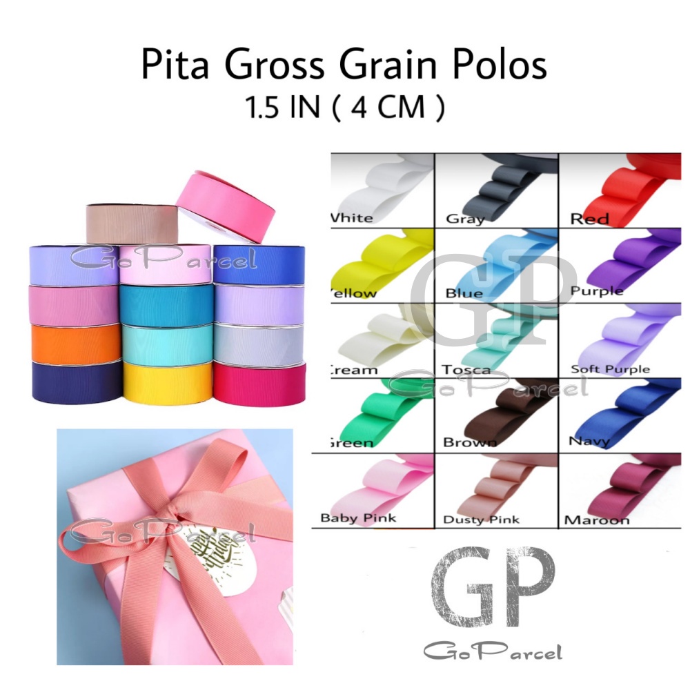 ( 3 Meter ) PITA GROSGRAIN POLOS 11/2 IN - GIFT RIBBON POLYESTER GROSSGRAIN 1.5 INCH PITA KADO 40MM 4 CM