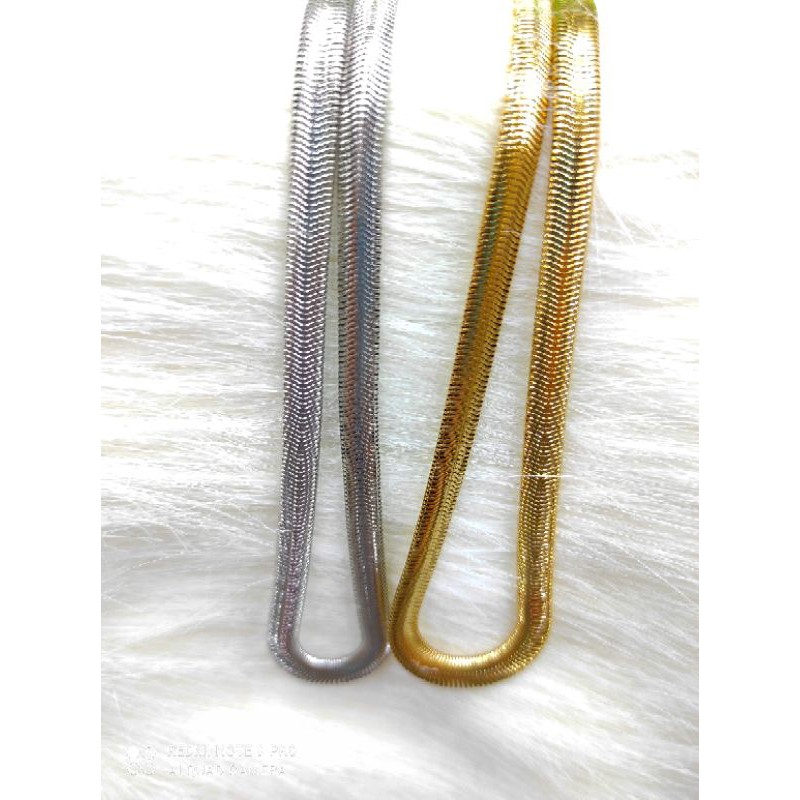 Kalung Titanium Pria Wanita Model Gepeng Ular Minyak 50cm