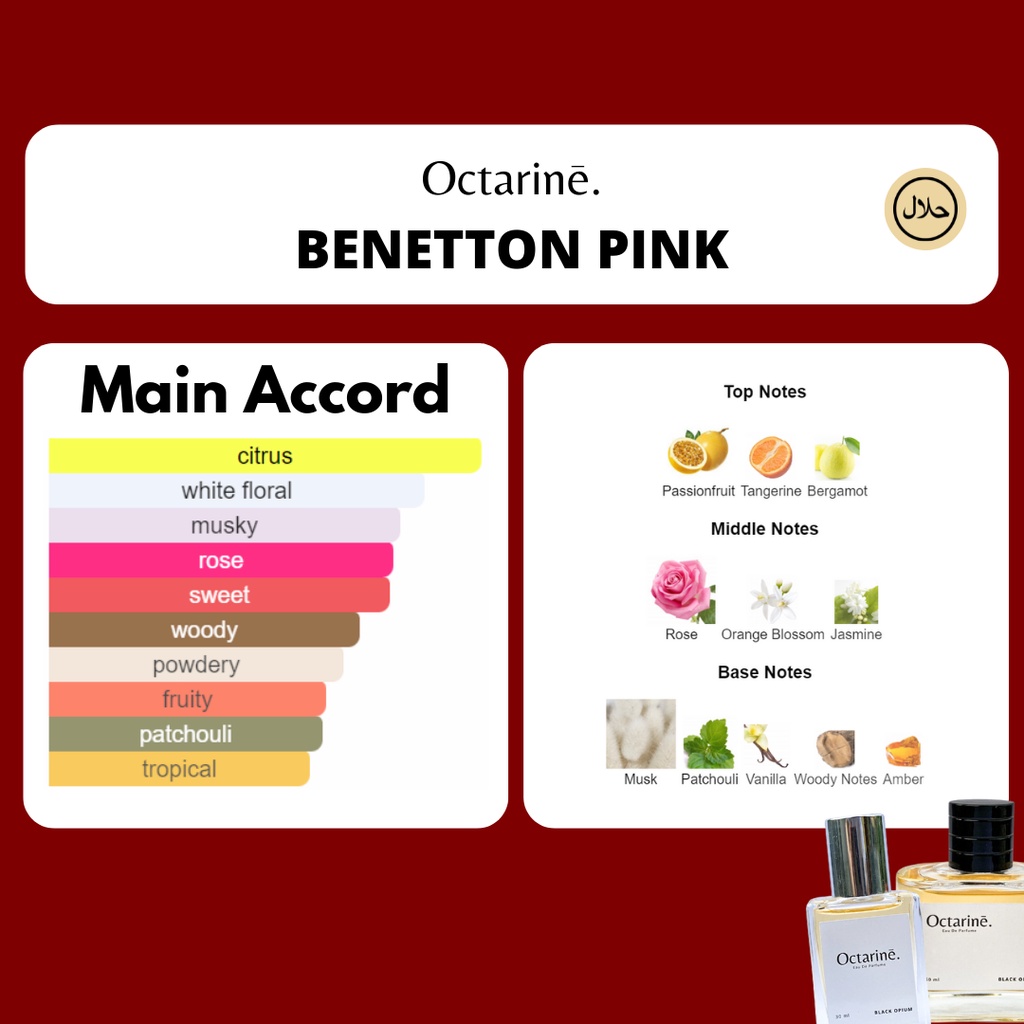 Octarine - Parfum Wanita Tahan Lama Aroma Manis Lembut Elegant Inspired By Colors Benetton Pink | Parfume Farfum Eau De Perfume Beneton Pink Minyak Wangi Cewek Cowok Murah Original